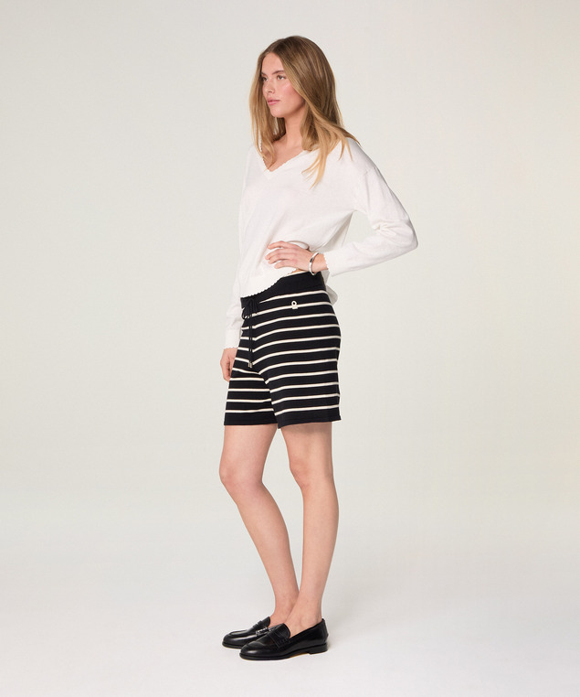 Rodier Short Rayé En Coton Blanc/noir