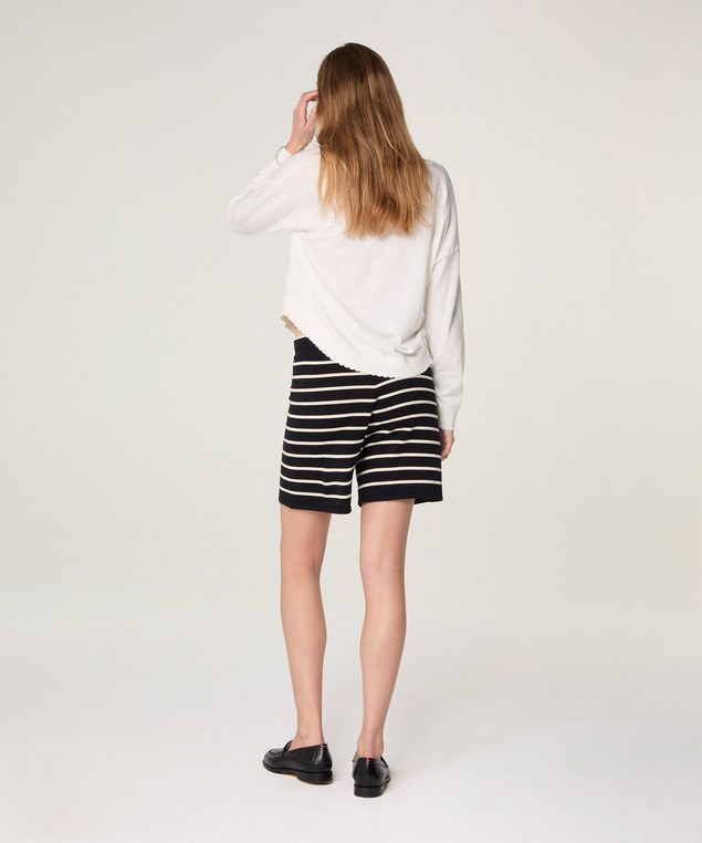 Rodier Short Rayé En Coton Blanc/noir