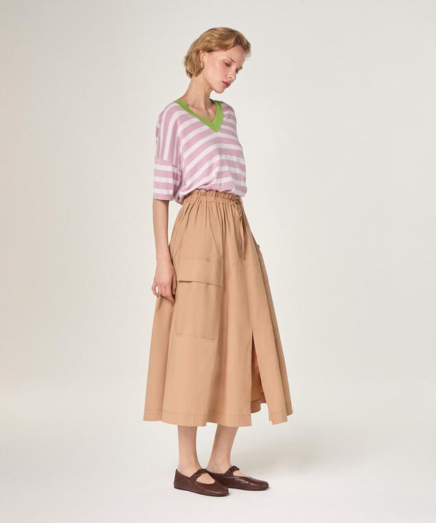 Rodier T-shirt Col V En Coton Et Soie Bois De Rose