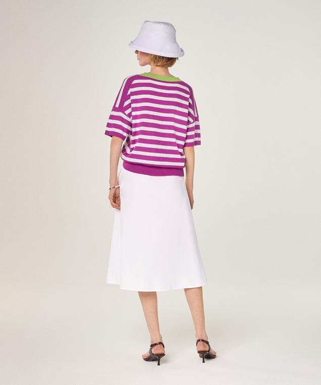 Rodier T-shirt Col V En Coton Et Soie Fuchsia
