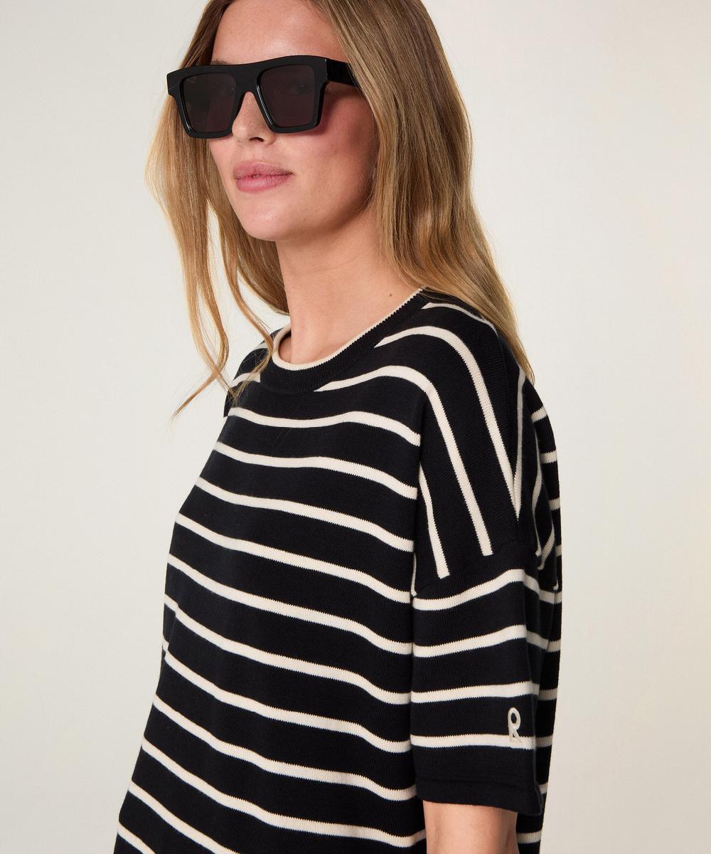 rodier T-shirt oversize rayé blanc/noir