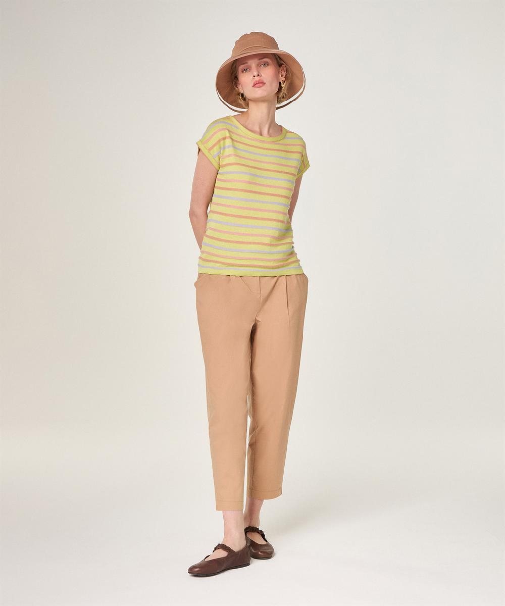 rodier T-shirt rayé en coton vert clair