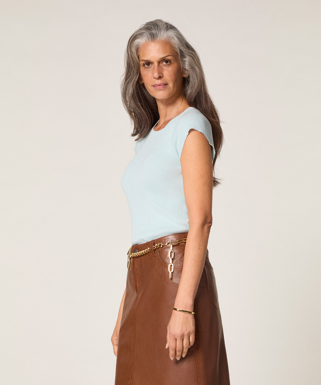 Rodier Top à Côtes Bleu Aqua