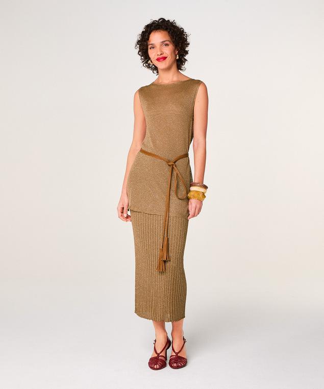 Rodier Top En Maille Lurex Marron Moka