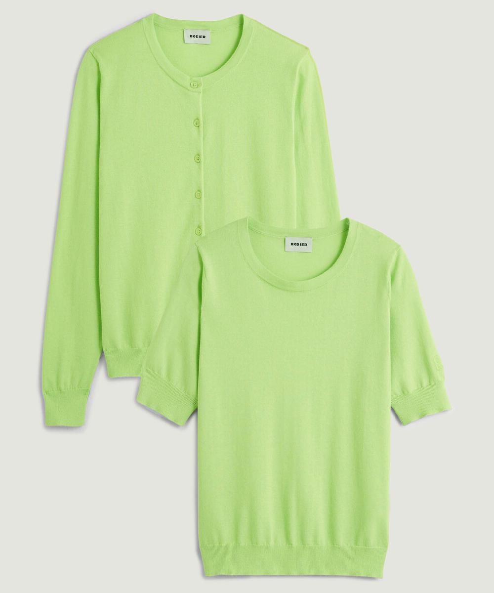 rodier Twin-set coton vert tilleul