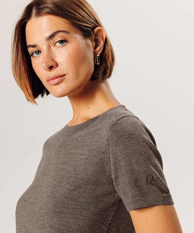 Rodier Twin-set En Laine Mérinos Marron Taupe