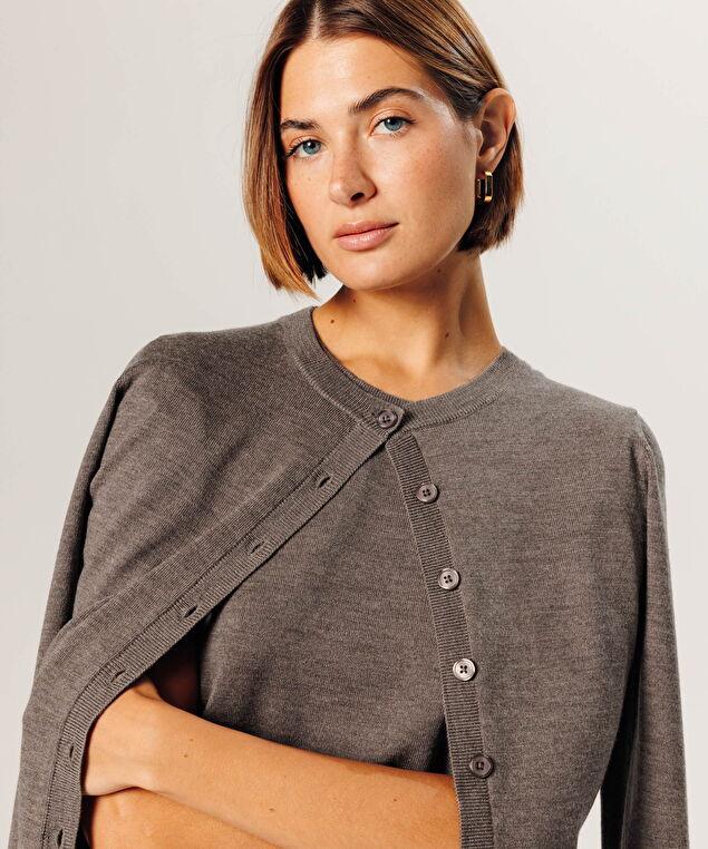 Rodier Twin-set En Laine Mérinos Marron Taupe