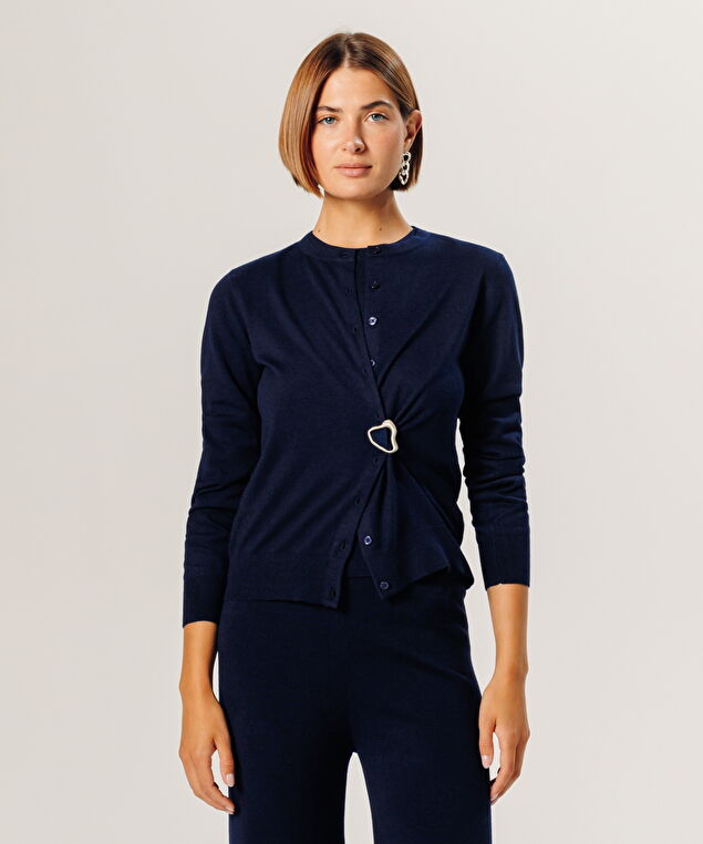 Rodier Twin-set En Maille Bleu Nuit