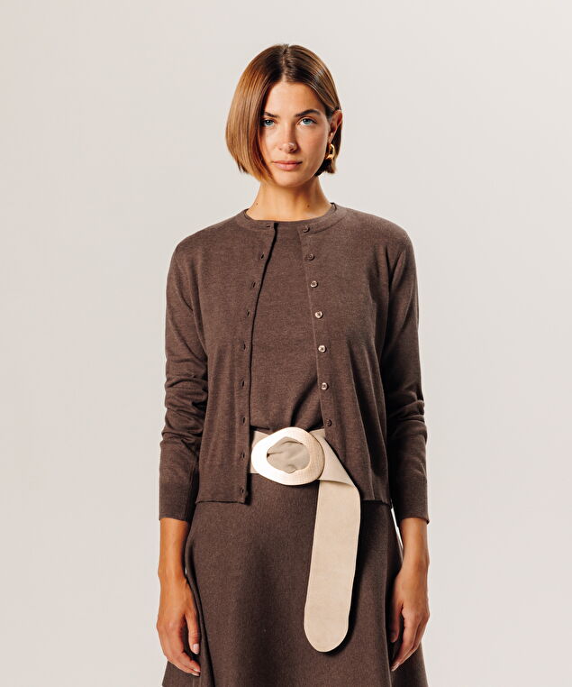 Rodier Twin-set En Maille Marron Havane