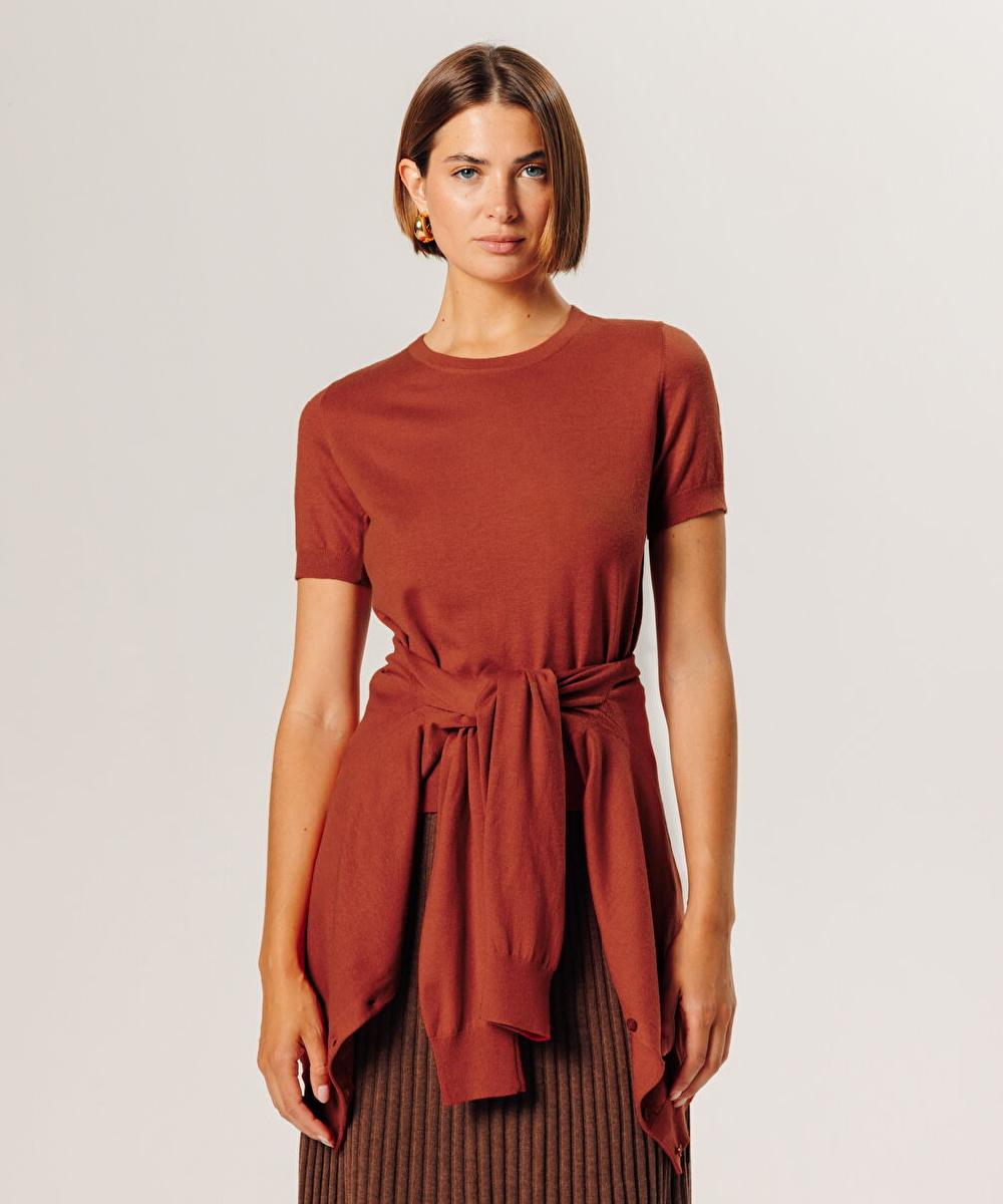 rodier Twin-set en maille orange rouille