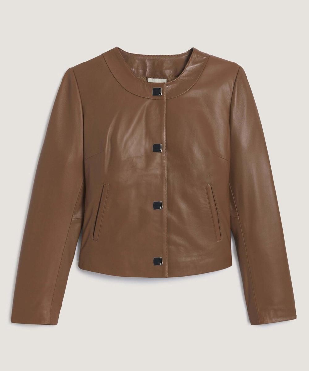 rodier Veste courte en cuir marron camel