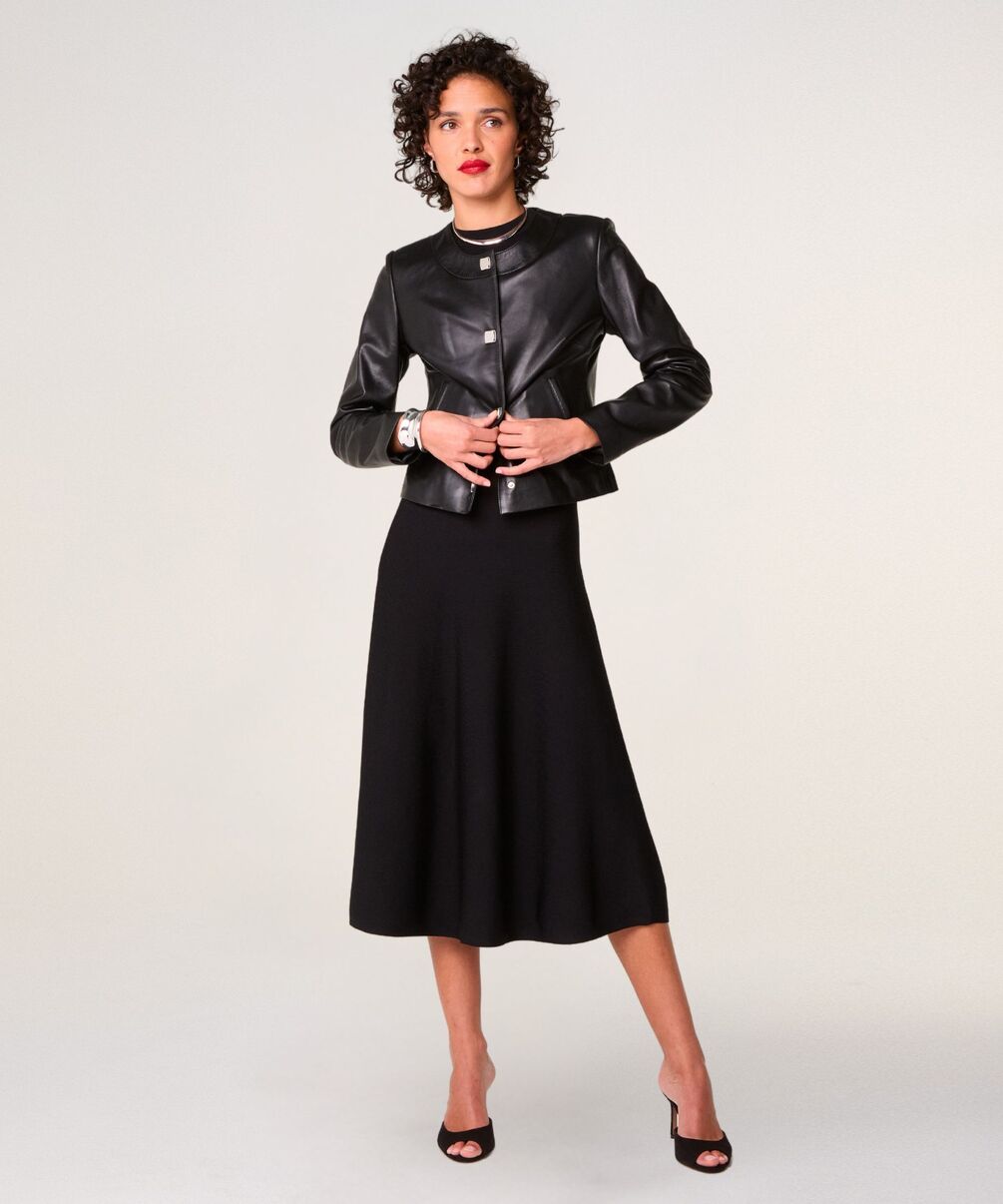 rodier Veste courte en cuir noire