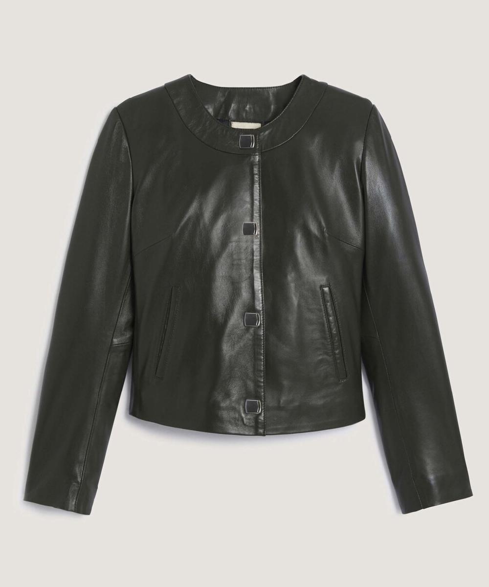 rodier Veste courte en cuir vert olive