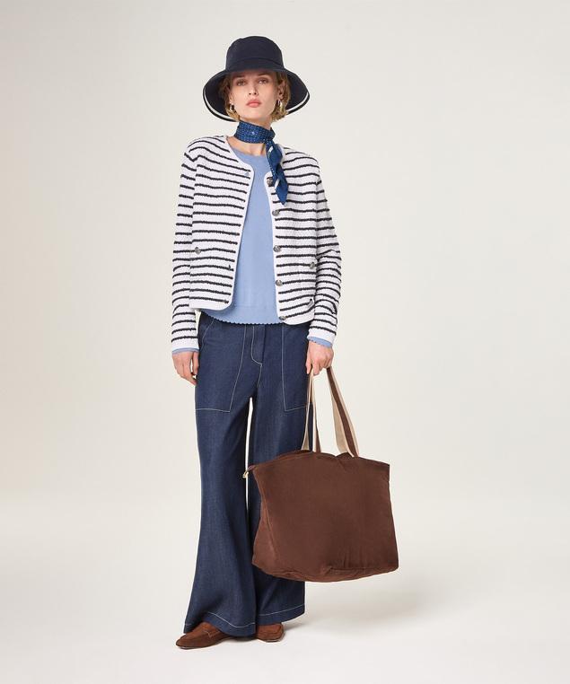 Rodier Veste Courte En Maille Rayures Marine