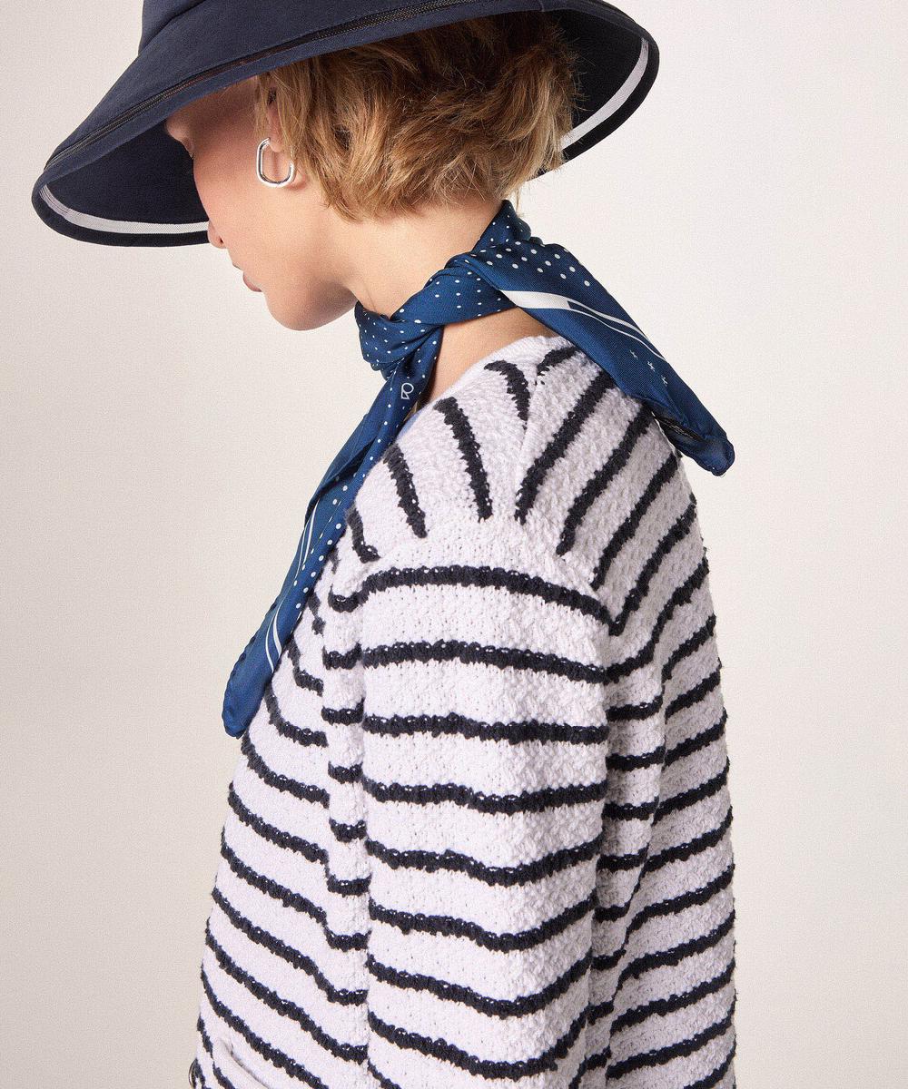 rodier Veste courte en maille rayures marine