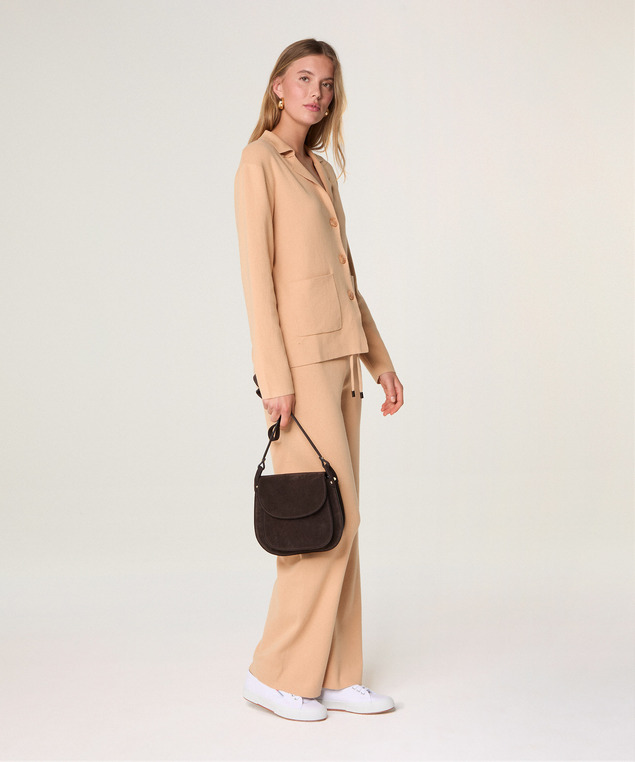 Rodier Veste Droite En Maille Marron Chamois