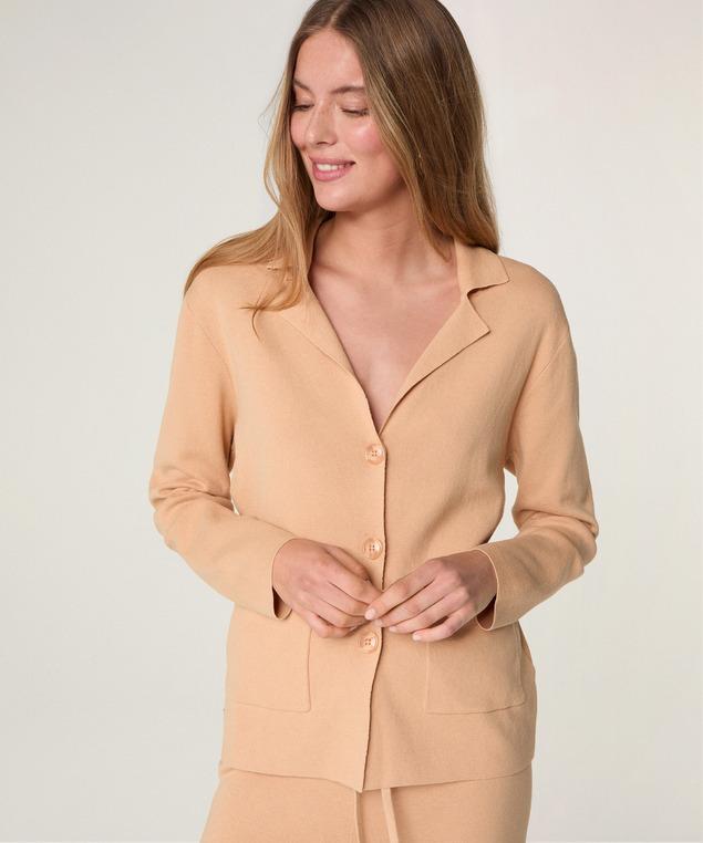 Rodier Veste Droite En Maille Marron Chamois
