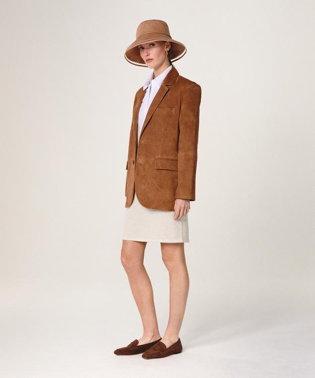 Rodier Veste En Cuir De Chèvre Velours Camel