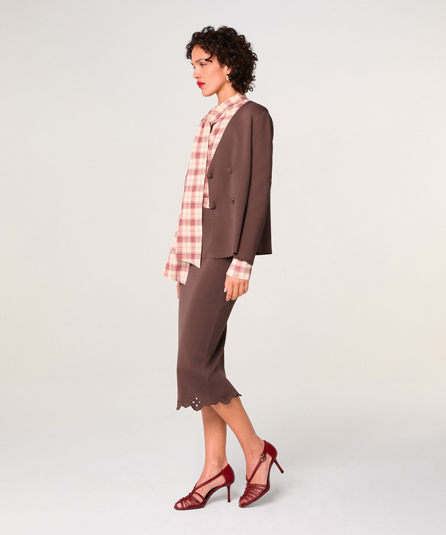 Rodier Veste En Maille Croisée Marron écorce