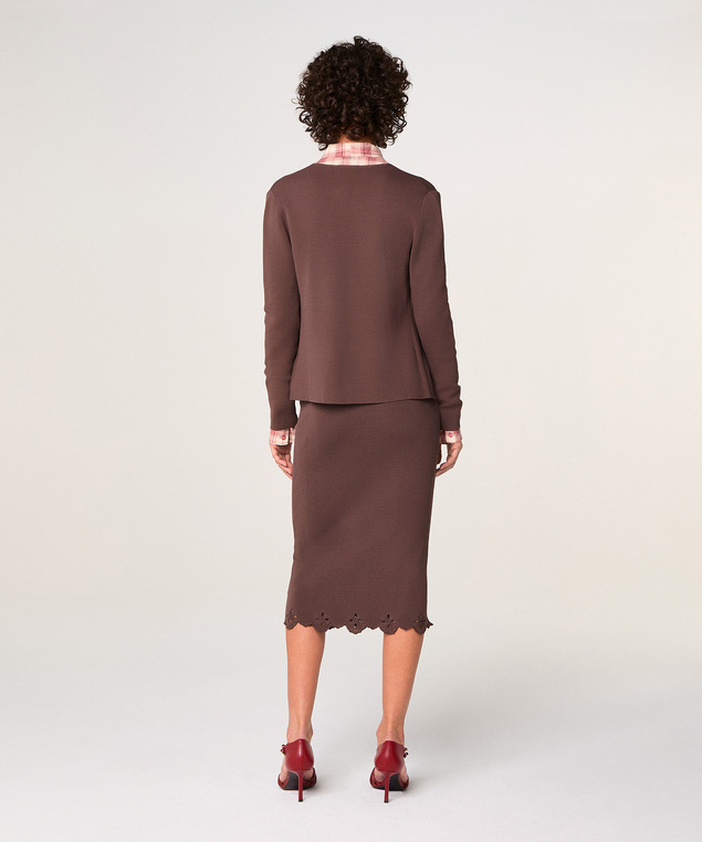 Rodier Veste En Maille Croisée Marron écorce