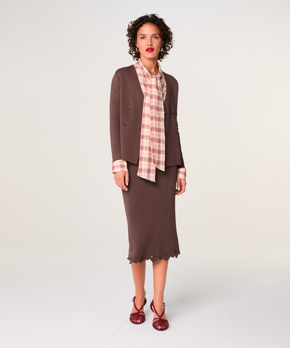 rodier Veste en maille croisée marron écorce