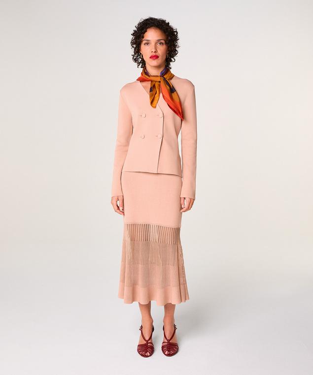 Rodier Veste En Maille Croisée Rose Poudré