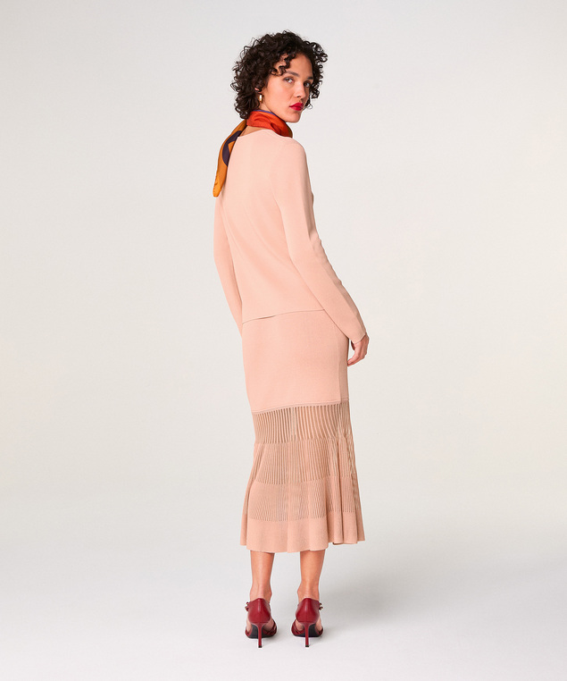 Rodier Veste En Maille Croisée Rose Poudré