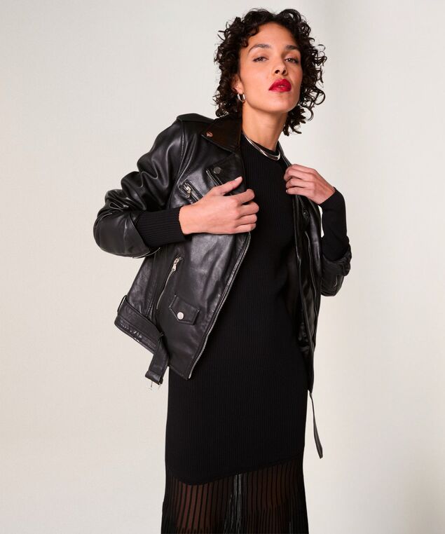 Rodier Veste Perfecto En Cuir Noir