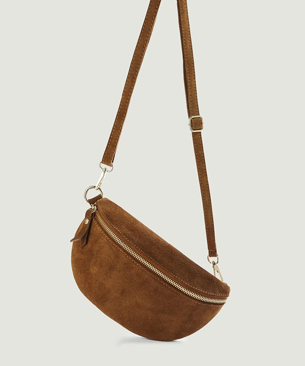 rodier Sac banane Lila en cuir velours marron camel