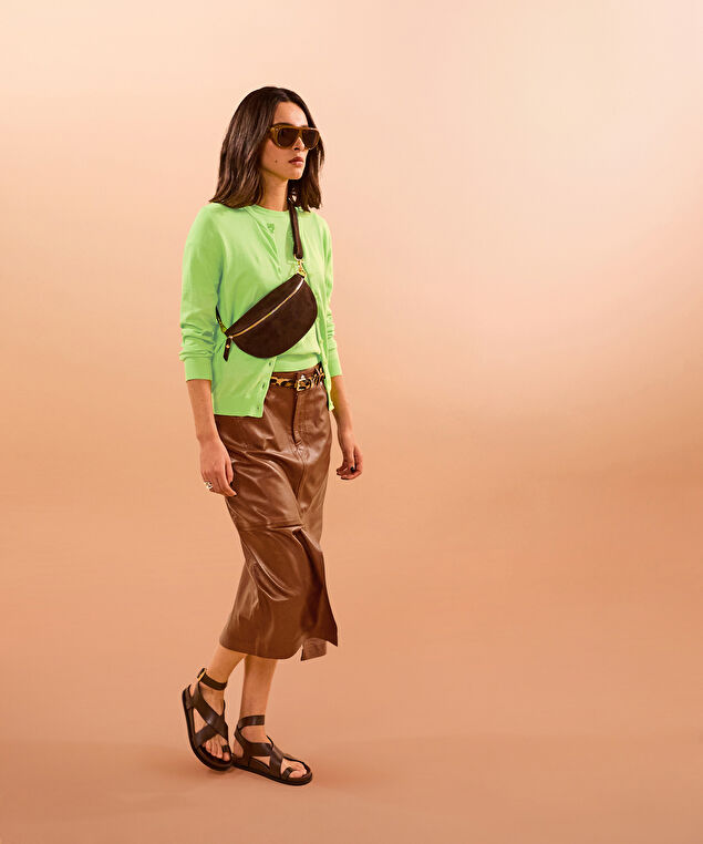 Rodier Sac Banane Lila En Cuir Velours Marron Foncé