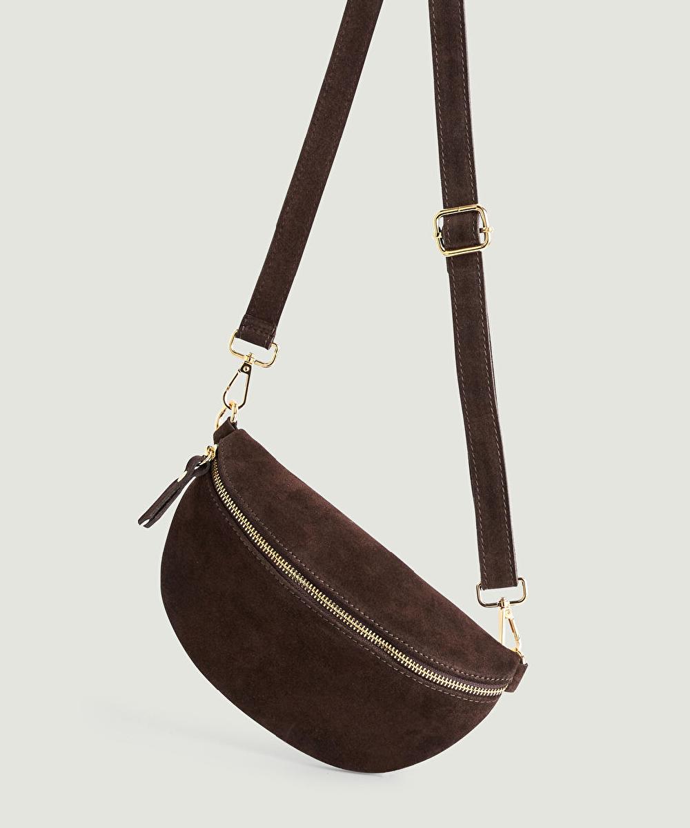 rodier Sac banane Lila en cuir velours marron foncé