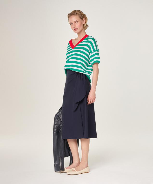Rodier T-shirt Col V En Coton Et Soie Vert Emeraude