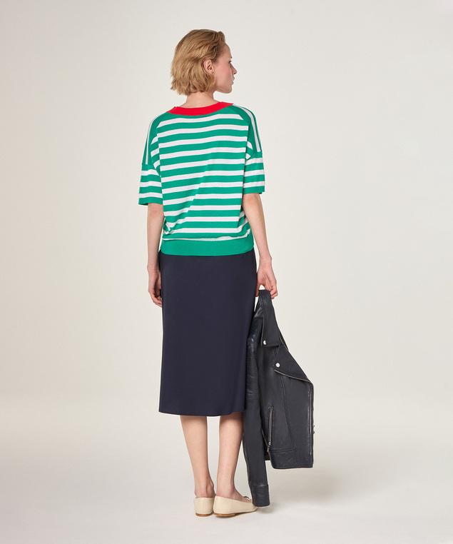 Rodier T-shirt Col V En Coton Et Soie Vert Emeraude