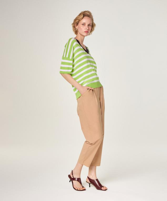 Rodier T-shirt Col V En Coton Et Soie Vert Verveine