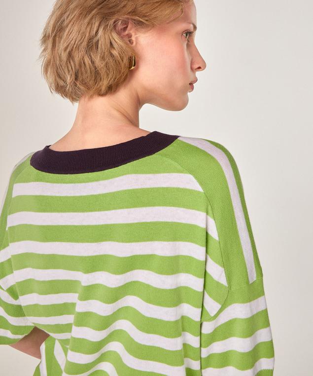 Rodier T-shirt Col V En Coton Et Soie Vert Verveine