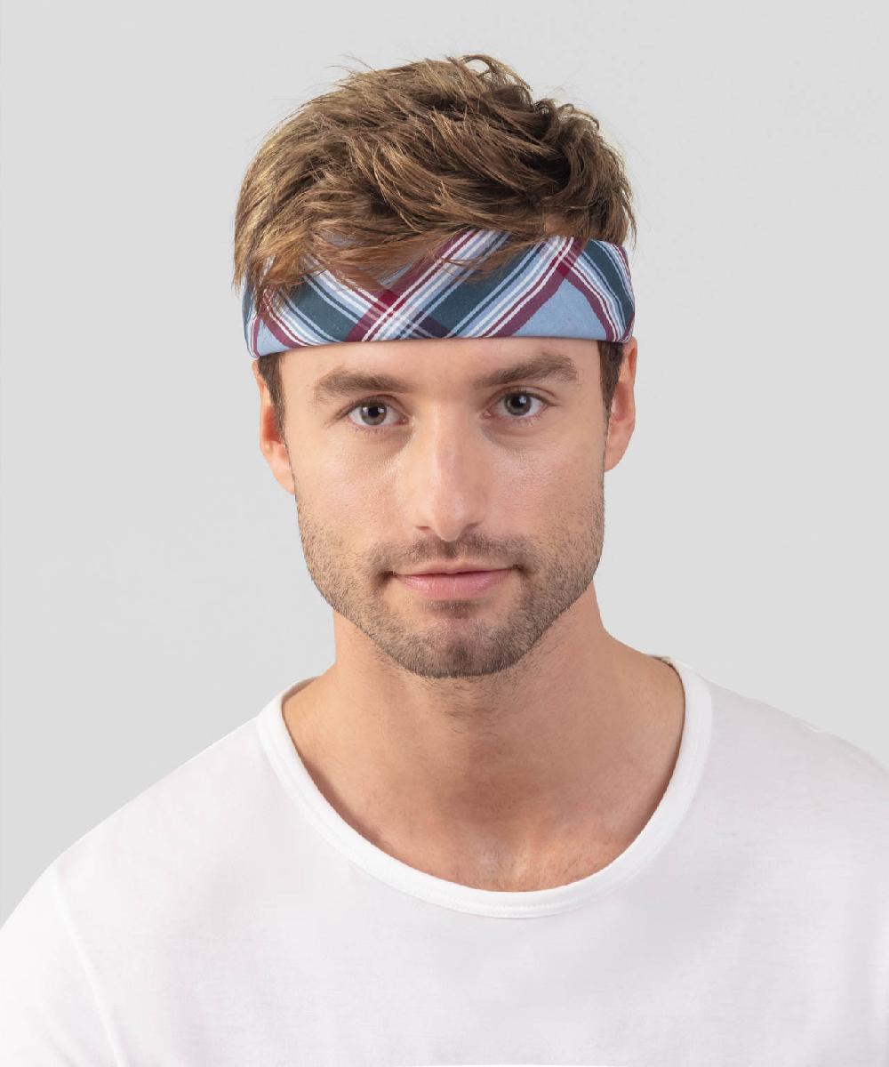 Ron Dorff Bandana à Larges Carreaux Bleu Denim Clair