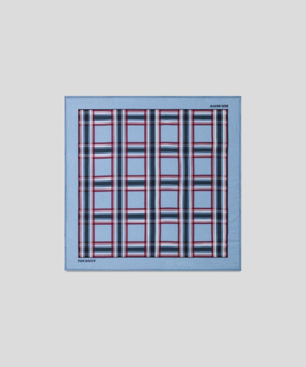 Ron Dorff Bandana à Larges Carreaux Bleu Denim Clair