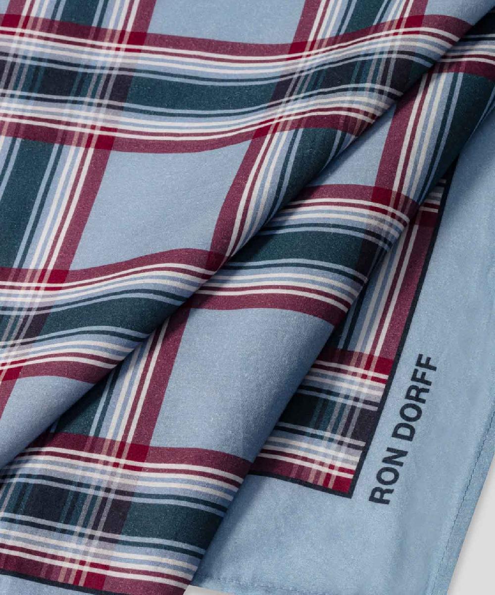 Ron Dorff Bandana à Larges Carreaux Bleu Denim Clair