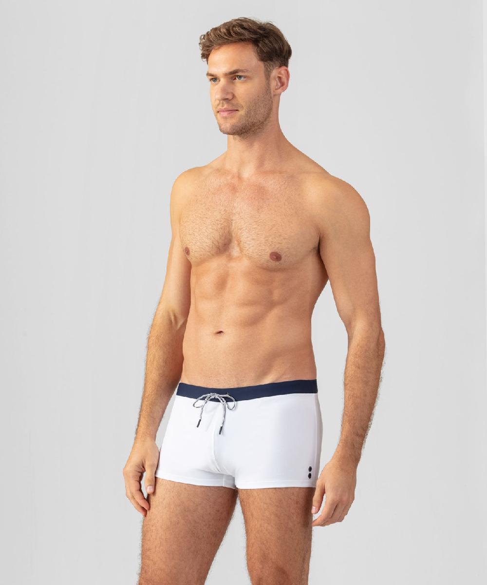 Ron Dorff Boxer De Bain à Ceinture Contrastée Blanc