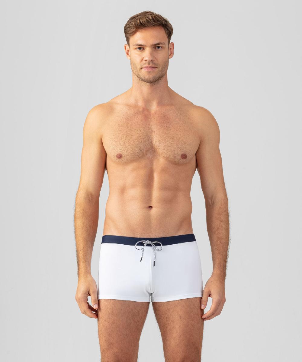 ron dorff Boxer de bain à ceinture contrastée Blanc