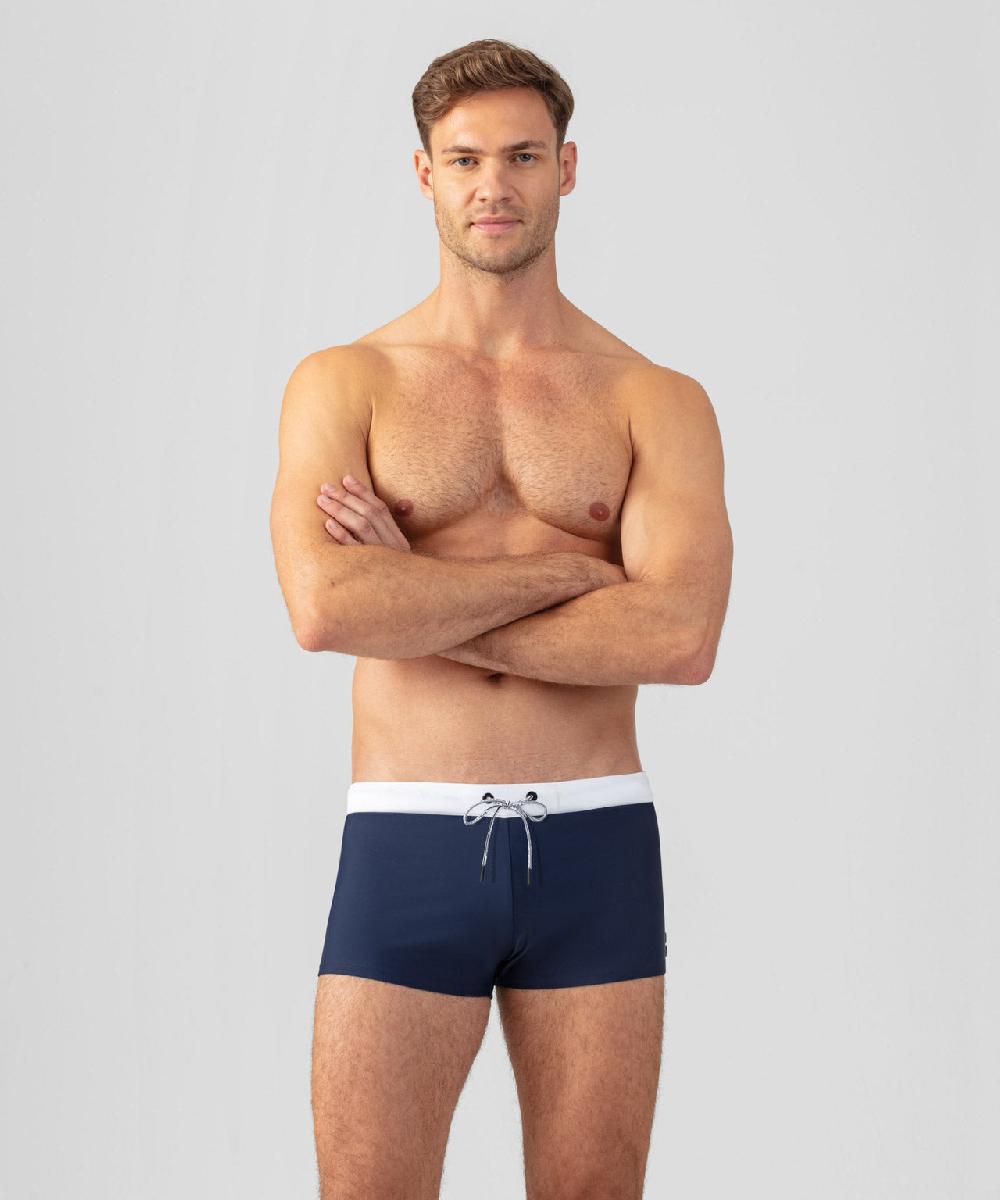 ron dorff Boxer de bain à ceinture contrastée Bleu marine