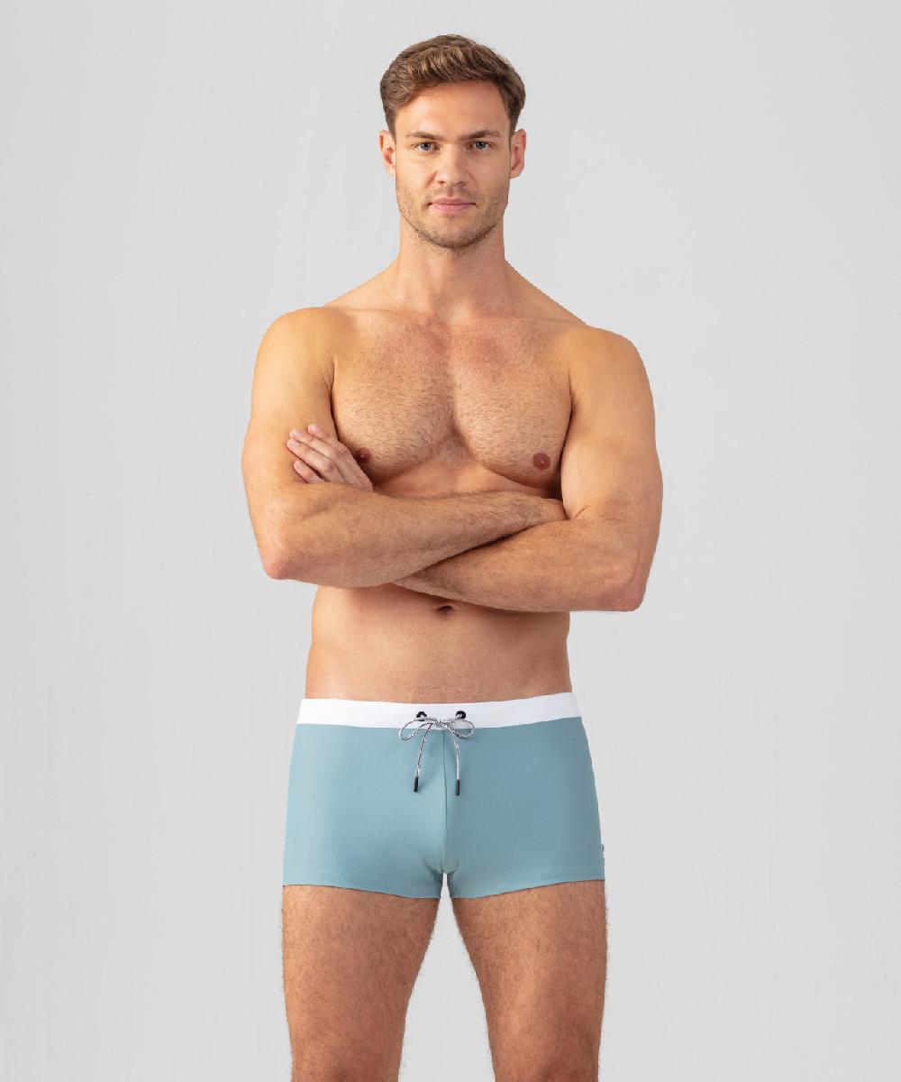 ron dorff Boxer de bain à ceinture contrastée Vert de gris