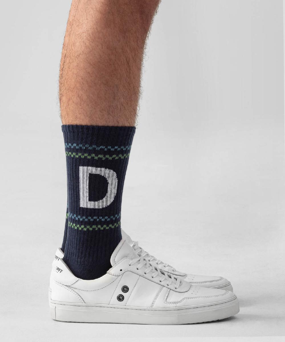 Ron Dorff Chaussettes De Sport à Motif Nordique Bleu Océan