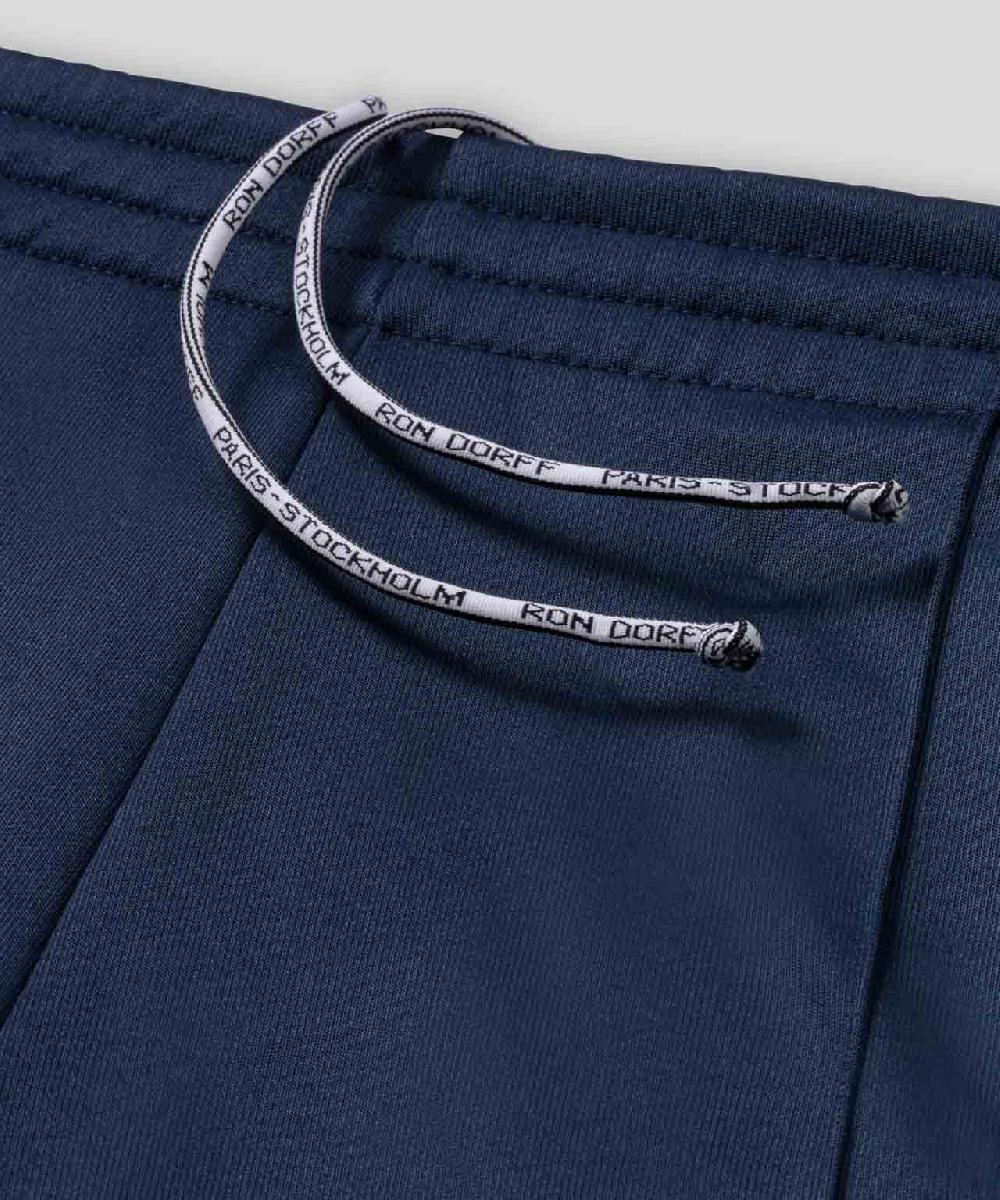 Ron Dorff Pantalon En Coton Avec Passepoil Bleu Océan