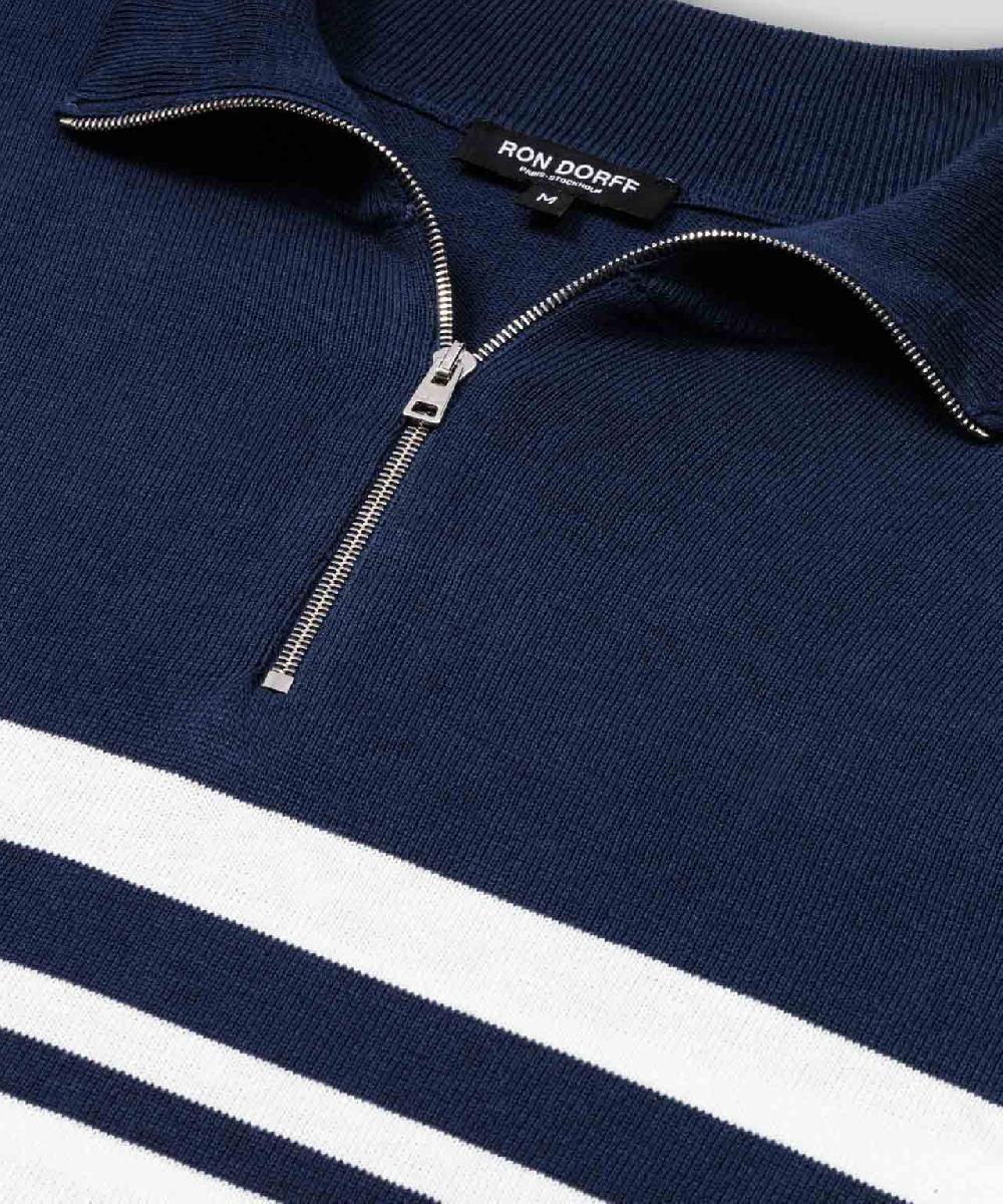 Ron Dorff Polo En Coton Et Soie Bicolore Bleu Océan
