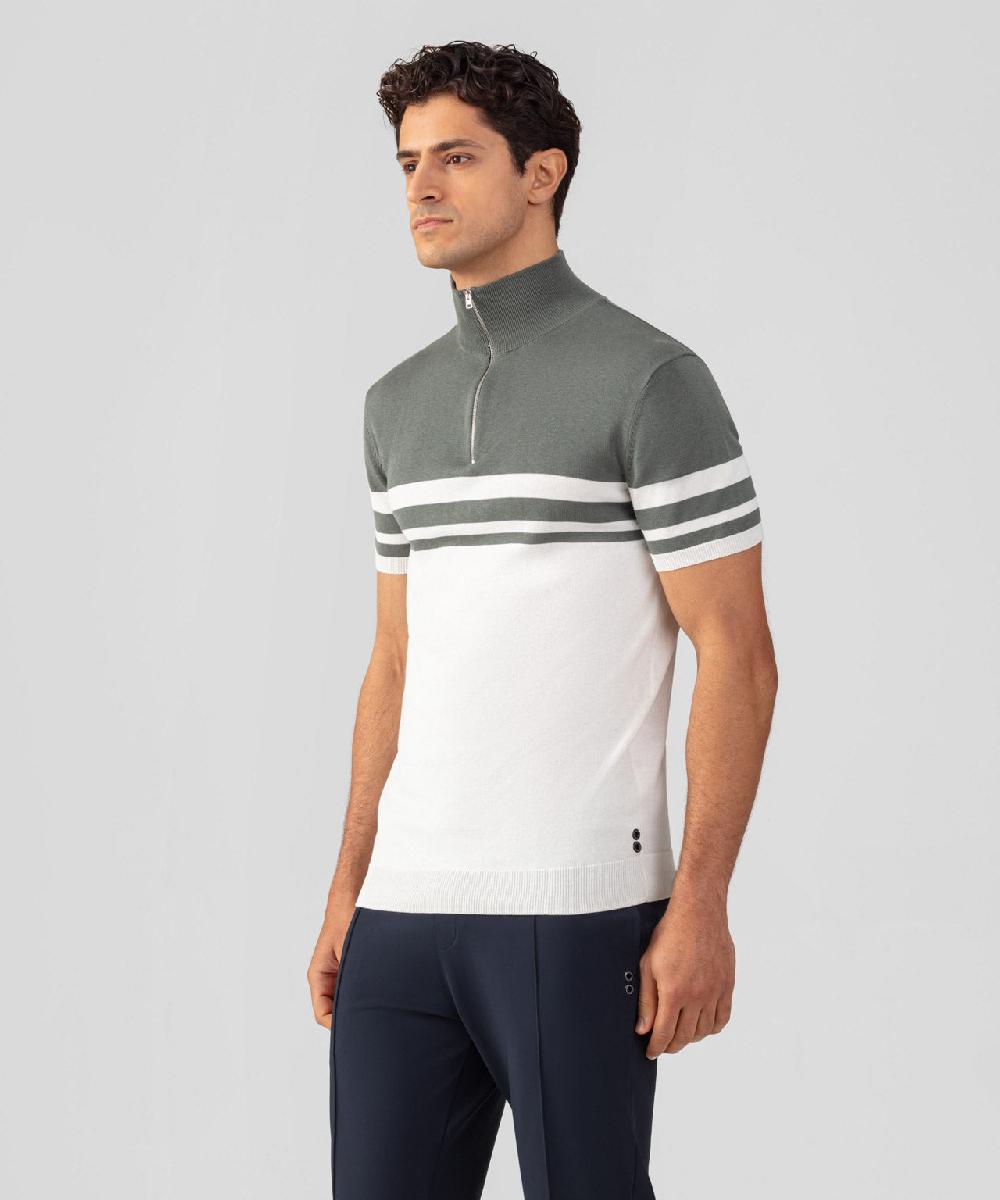 Ron Dorff Polo En Coton Et Soie Bicolore Vert Ombré