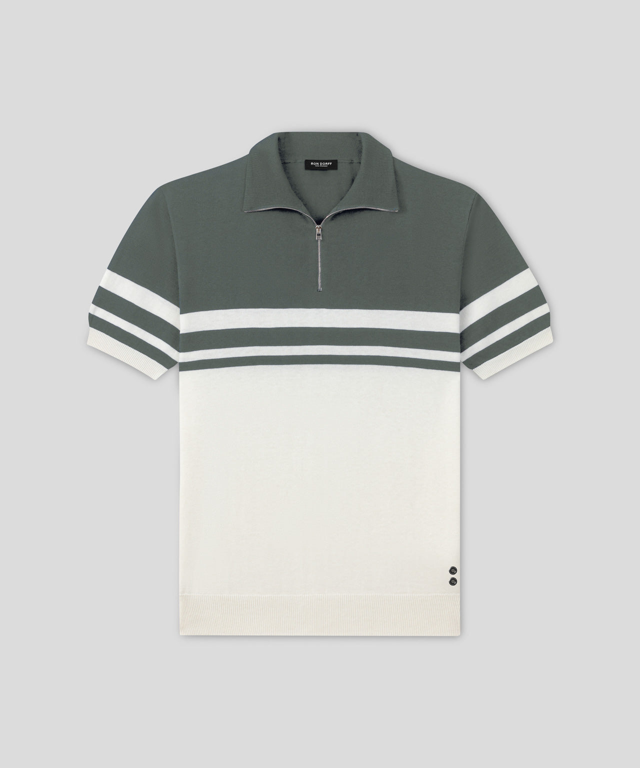 Ron Dorff Polo En Coton Et Soie Bicolore Vert Ombré