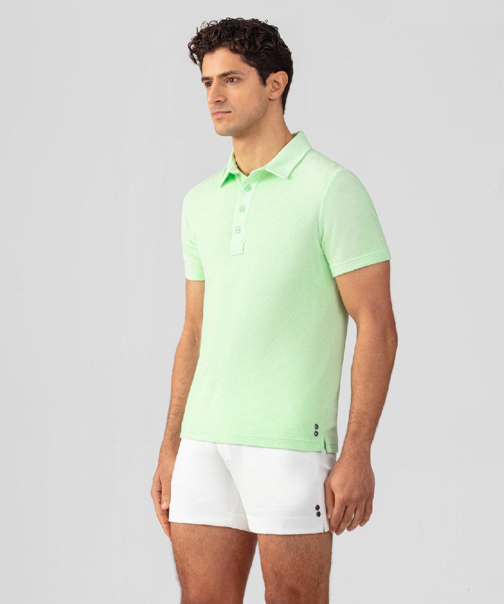 Ron Dorff Polo En Coton Terry Avec Col Piqué Vert Aloe Vera