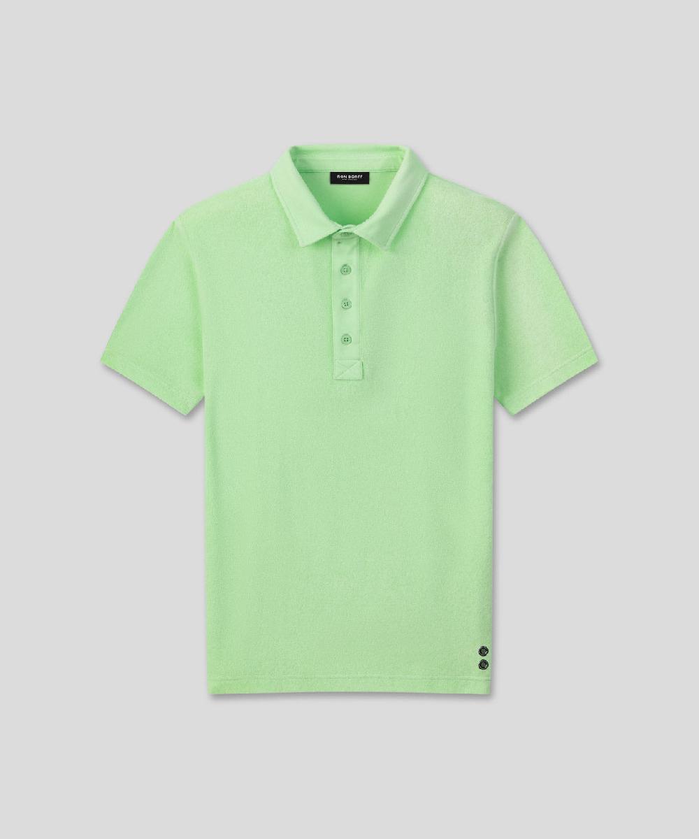 Ron Dorff Polo En Coton Terry Avec Col Piqué Vert Aloe Vera