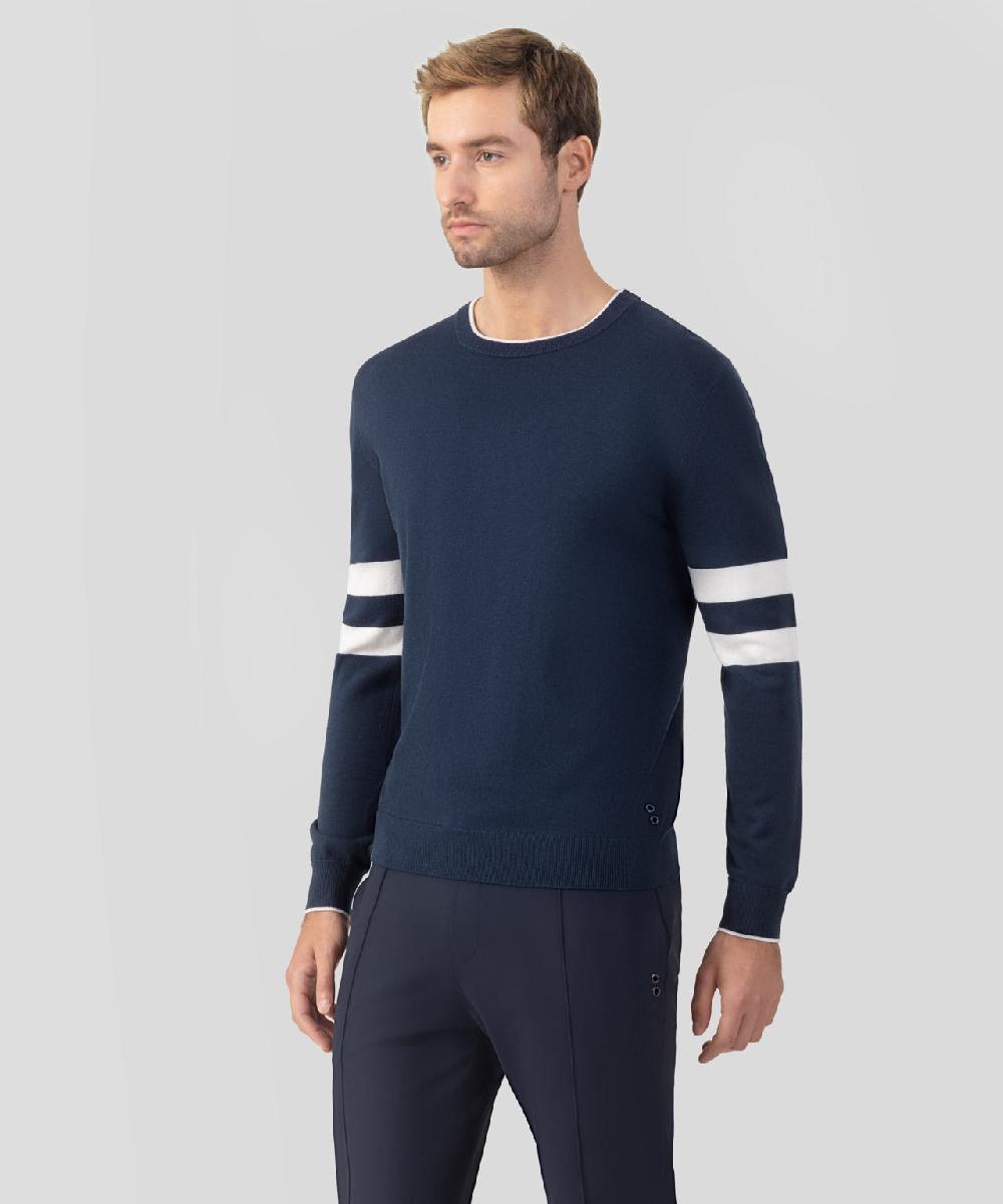 Ron Dorff Pull En Coton Et Cachemire à Double Rayures Bleu Océan